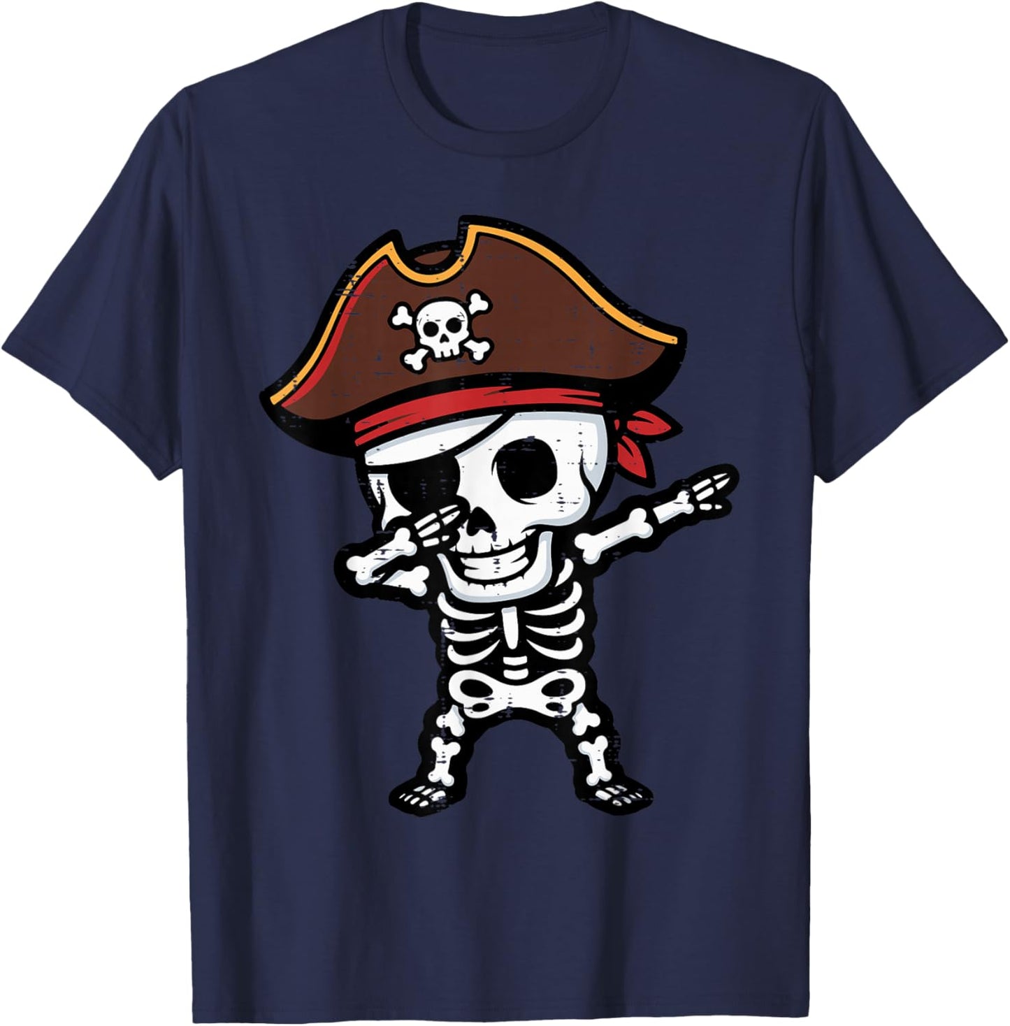 Pirate Skeleton Dab Dance Halloween Costume Boys Girls Kids T-Shirt - T-Shirt | Navy