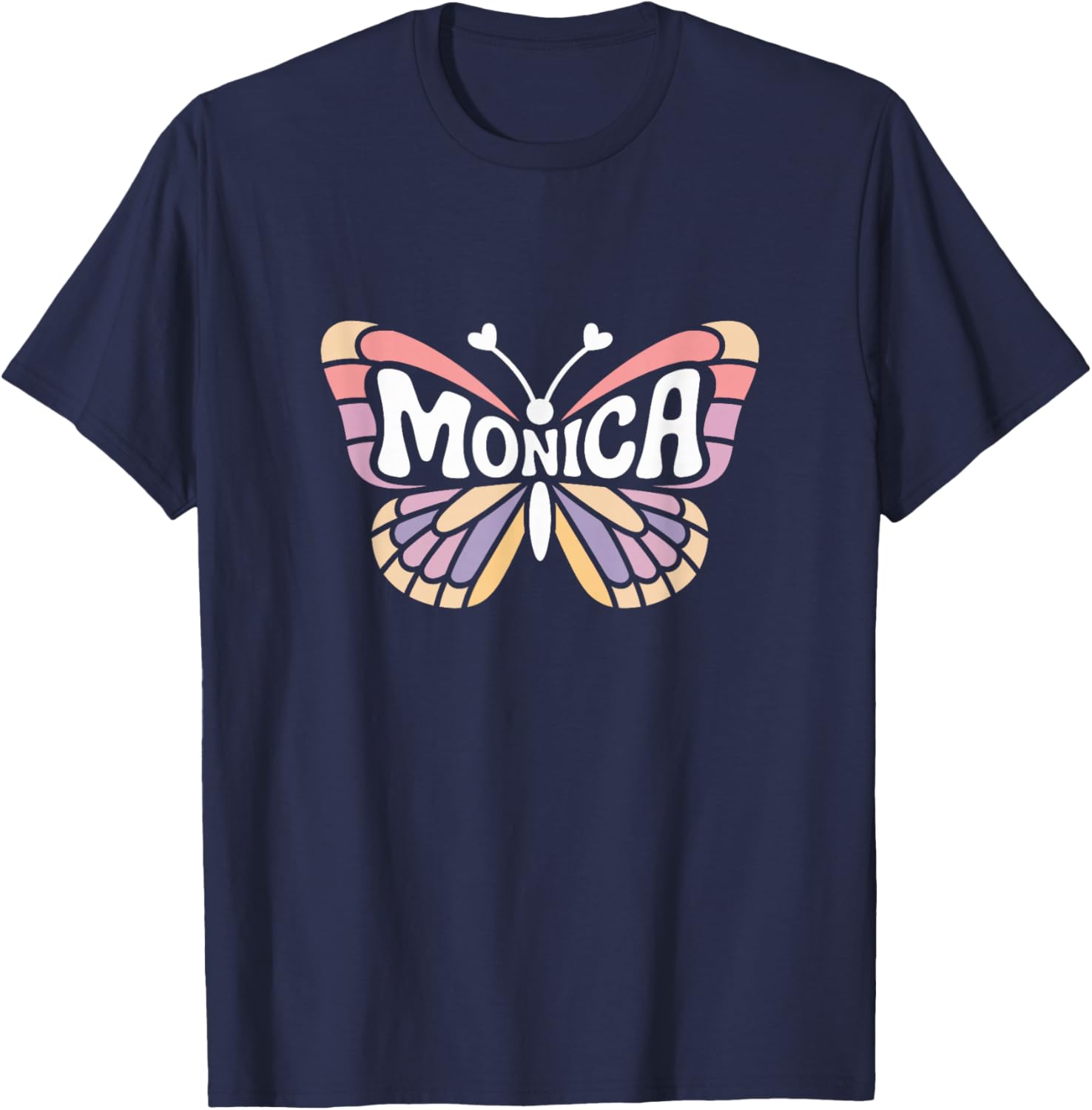 Monica Butterfly - Personalized Cute Name Word Art T-Shirt - T-Shirt | Navy
