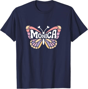 Monica Butterfly - Personalized Cute Name Word Art T-Shirt - T-Shirt | Navy