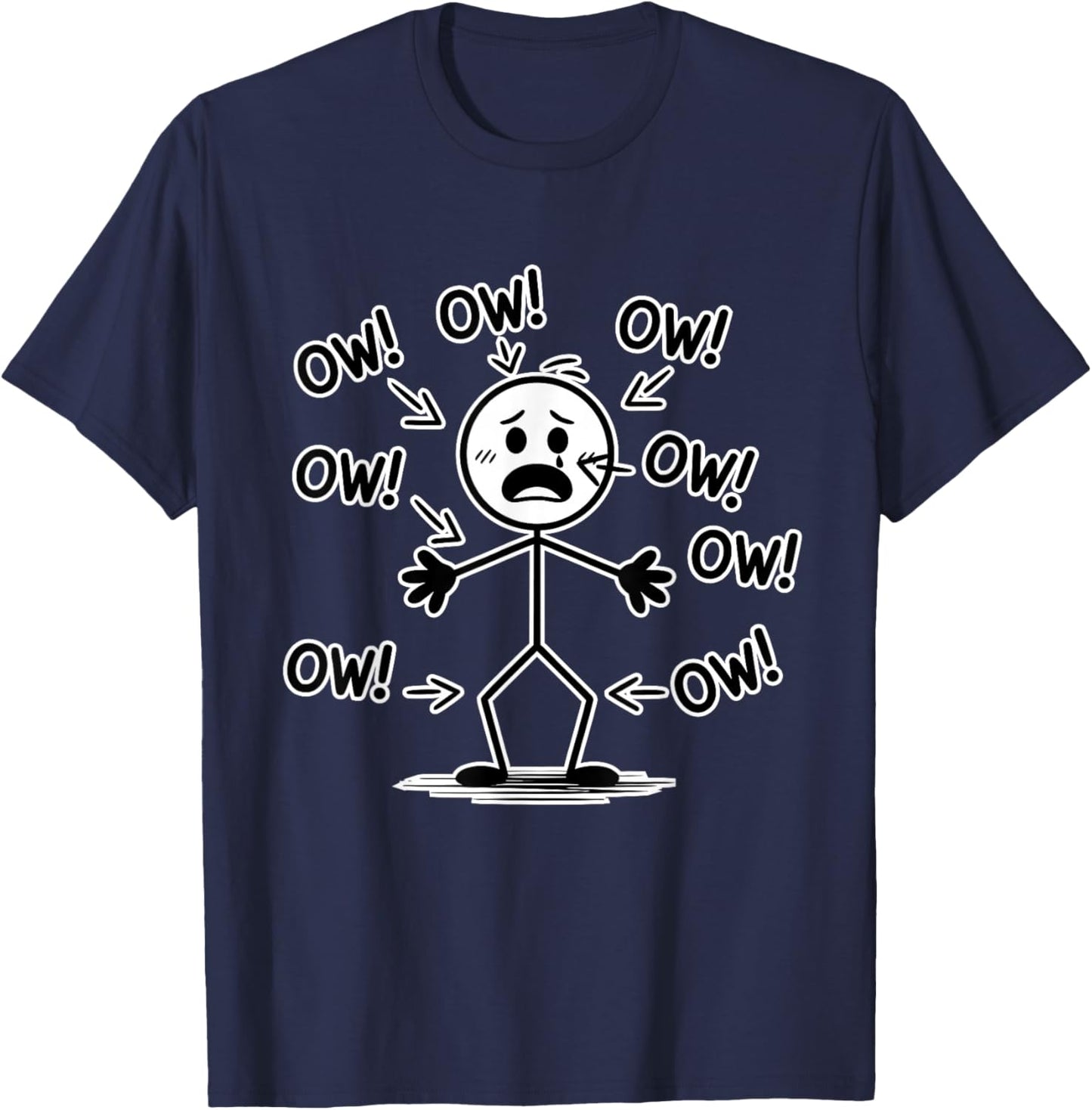 Funny Ow Ow Ow t Shirt Funny Saying Body Pain Character T-Shirt - T-Shirt | Navy