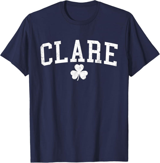 Clare Ireland St Patricks Day Vintage Distressed Shamrock T-Shirt - T-Shirt | Navy