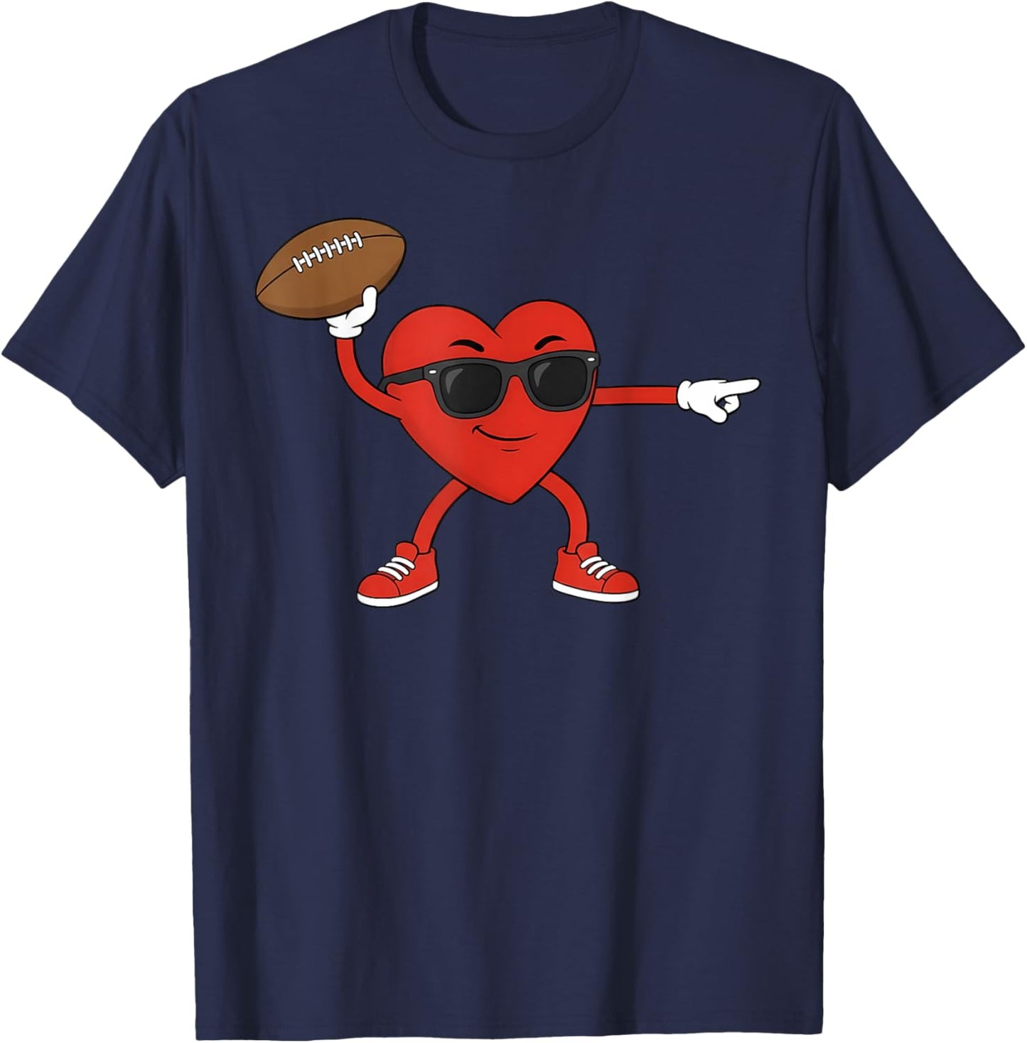 Valentines Day Football Heart Playing Football Boys Kids T-Shirt - T-Shirt | Navy