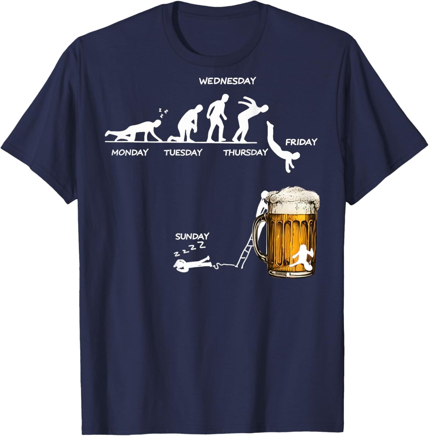 Monday Tuesday Thursday Friday Saturday Sunday Beer Drinking T-Shirt - T-Shirt | Navy