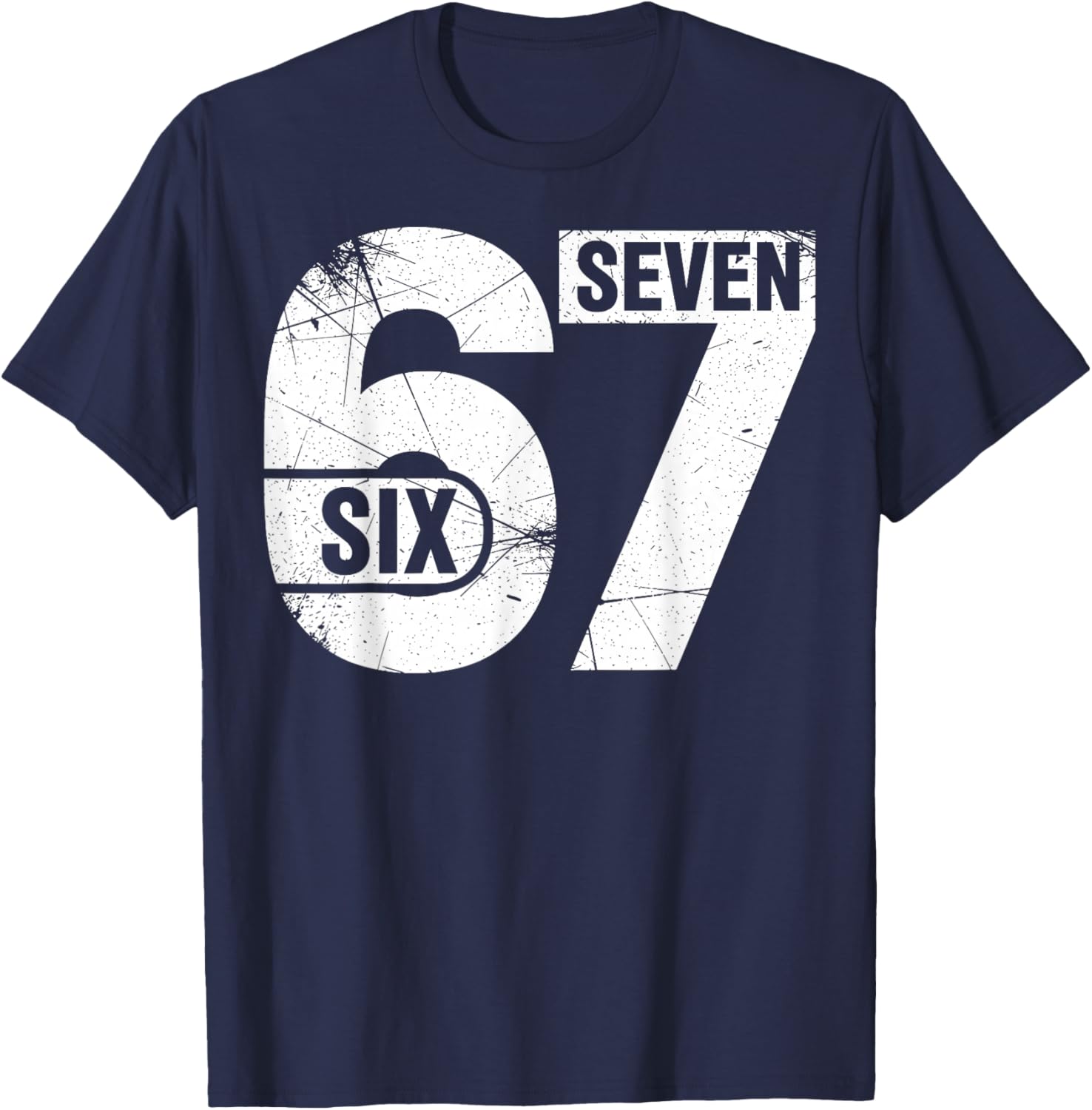 Six Seven 67 Funny Meme T-Shirt - T-Shirt | Navy