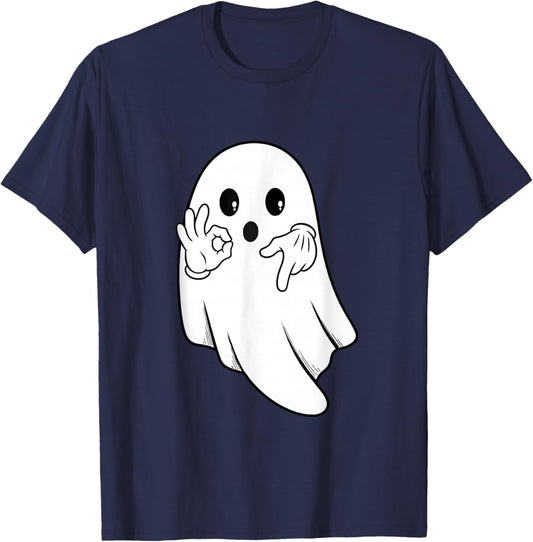Funny six Seven 6 7 Meme gen Alpha Slang Halloween Ghost T-Shirt - T-Shirt | Navy