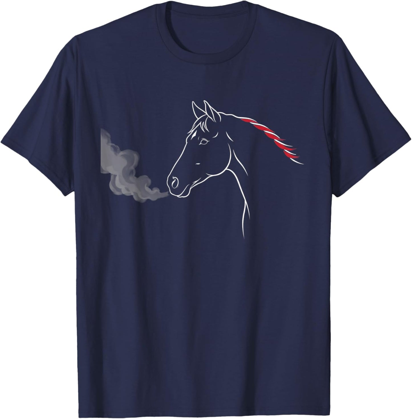 Breathing Horse Line Art Farm Animals Equine Lover Graphic T-Shirt - T-Shirt | Navy