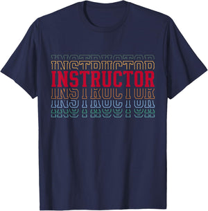 Instructor Funny Retro Layered Text Trainer Men Women T-Shirt - T-Shirt | Navy