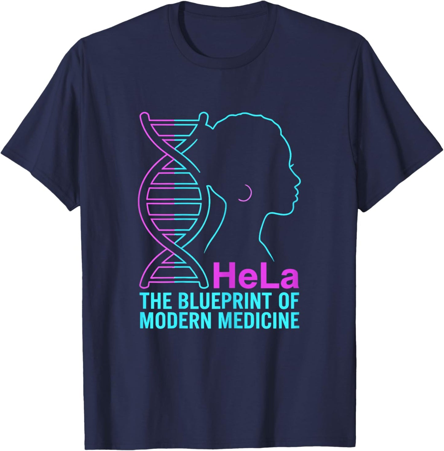Black History 2026 Science HeLa Cells Biology DNA Research T-Shirt - T-Shirt | Navy