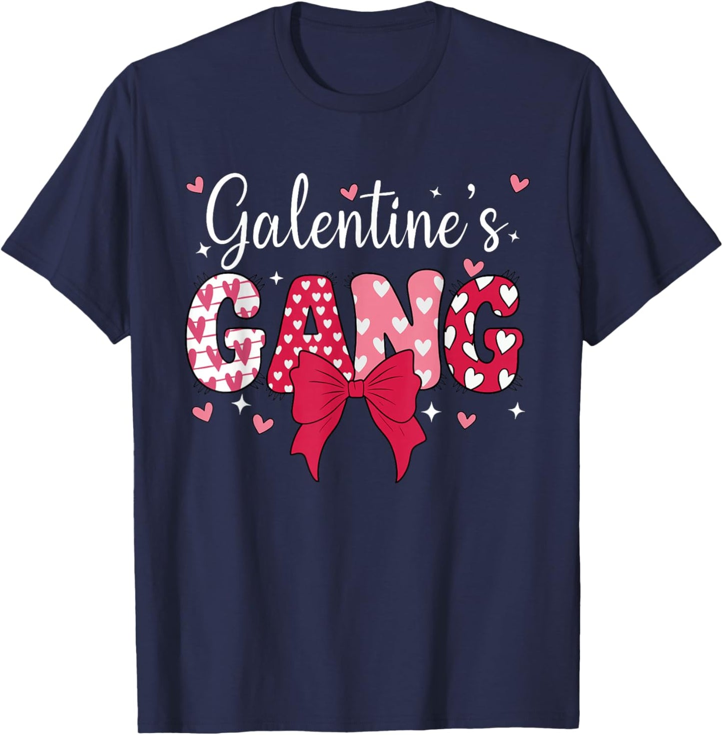 Happy Galentines Day Gang Cute Coquette Bow Galentine 2026 T-Shirt - T-Shirt | Navy