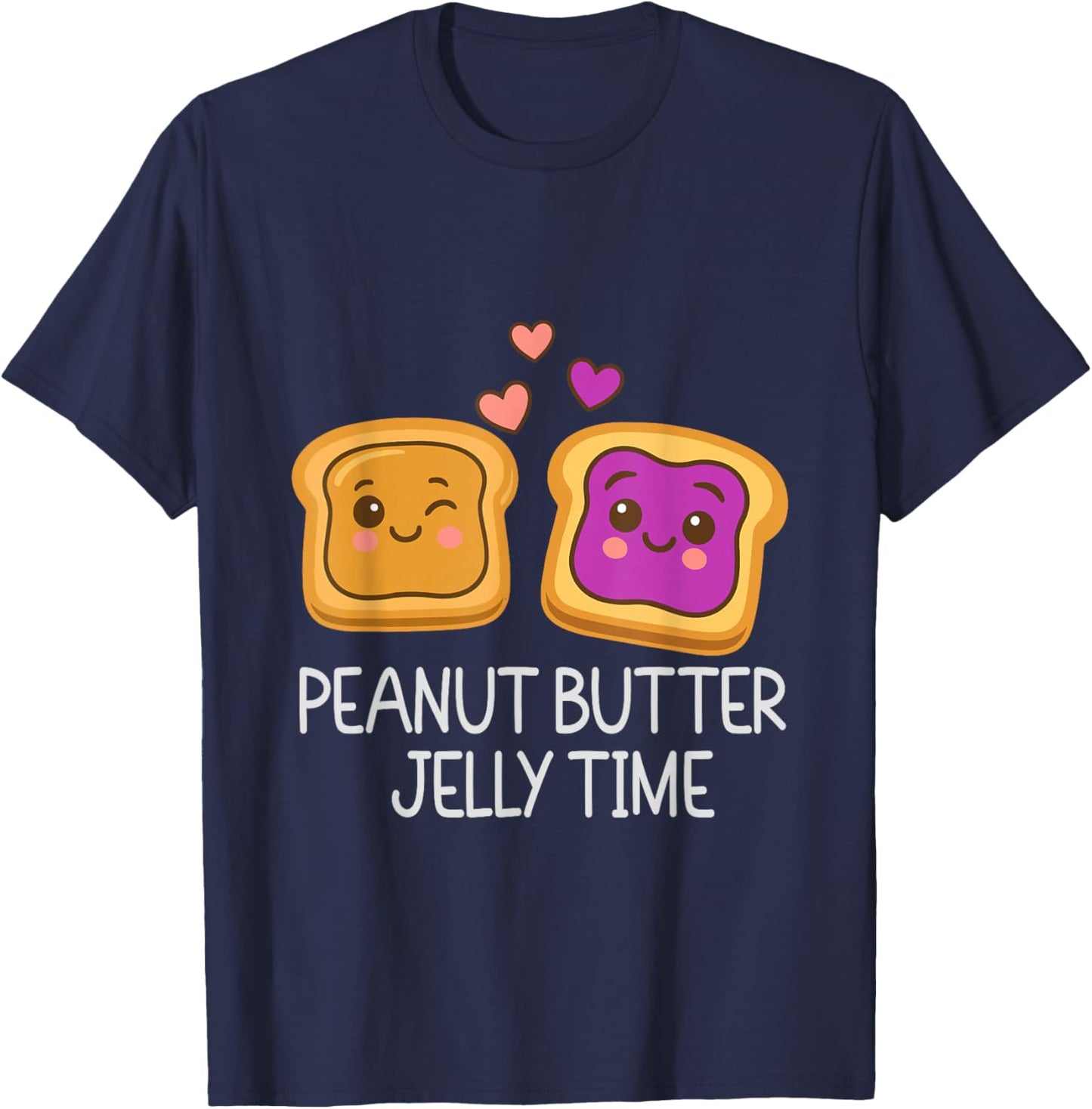Cute Peanut Butter Jelly Time Kawaii Food Cartoon Humor T-Shirt - T-Shirt | Navy