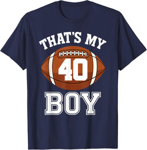 Thats My Boy Number 40 Biggest Fan Football Mom Funny Woman T-Shirt - T-Shirt | Navy