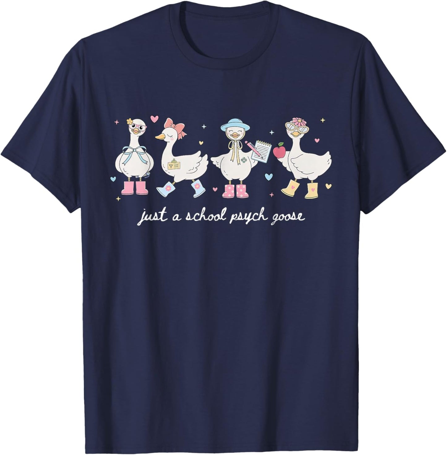 Just A School Psych Goose School Psychologist Psychology T-Shirt - T-Shirt | Navy