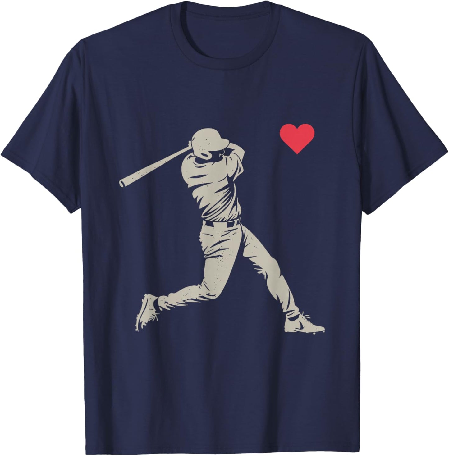 Valentines Day Baseball Batter Silhouette Heart Men Boy Kids T-Shirt - T-Shirt | Navy