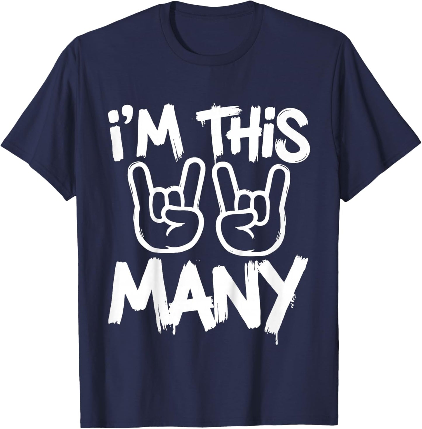 Kids I'm This Many 4th Birthday Rock Hands 4 Year Old T-Shirt - T-Shirt | Navy