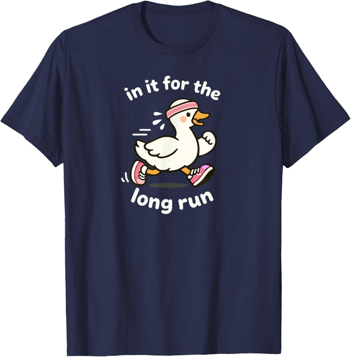 Running Goose Cute Cartoon Duck Long Run Fitness Humorous T-Shirt - T-Shirt | Navy