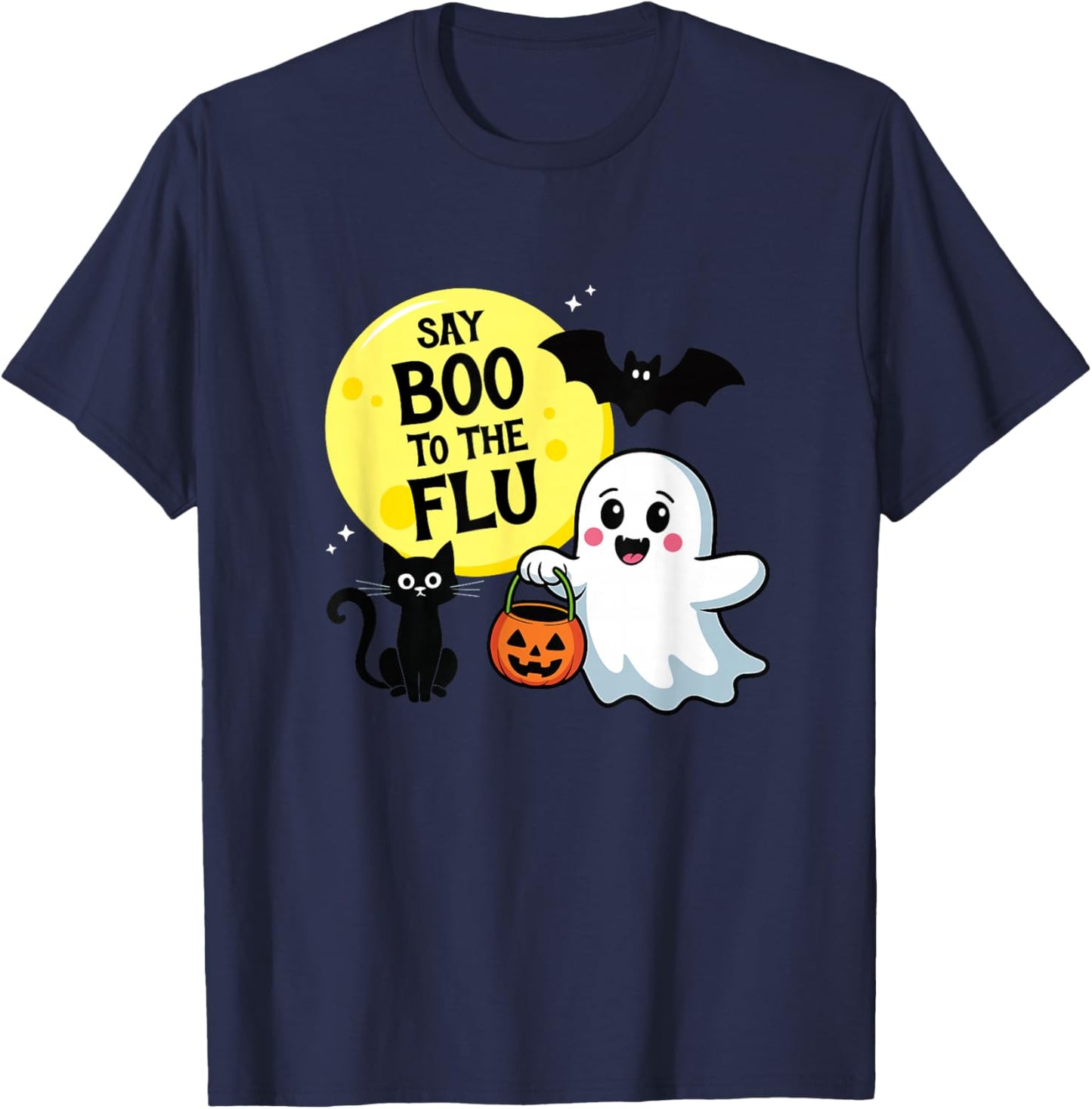 Say Boo to The Flu Halloween T-Shirt - T-Shirt | Navy