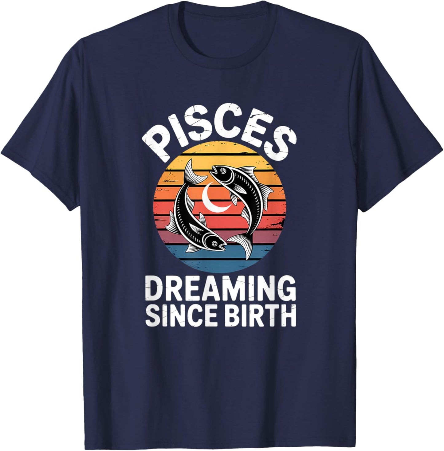 Vintage Pisces Horoscope, Astrology and Zodiac Clothing T-Shirt - T-Shirt | Navy