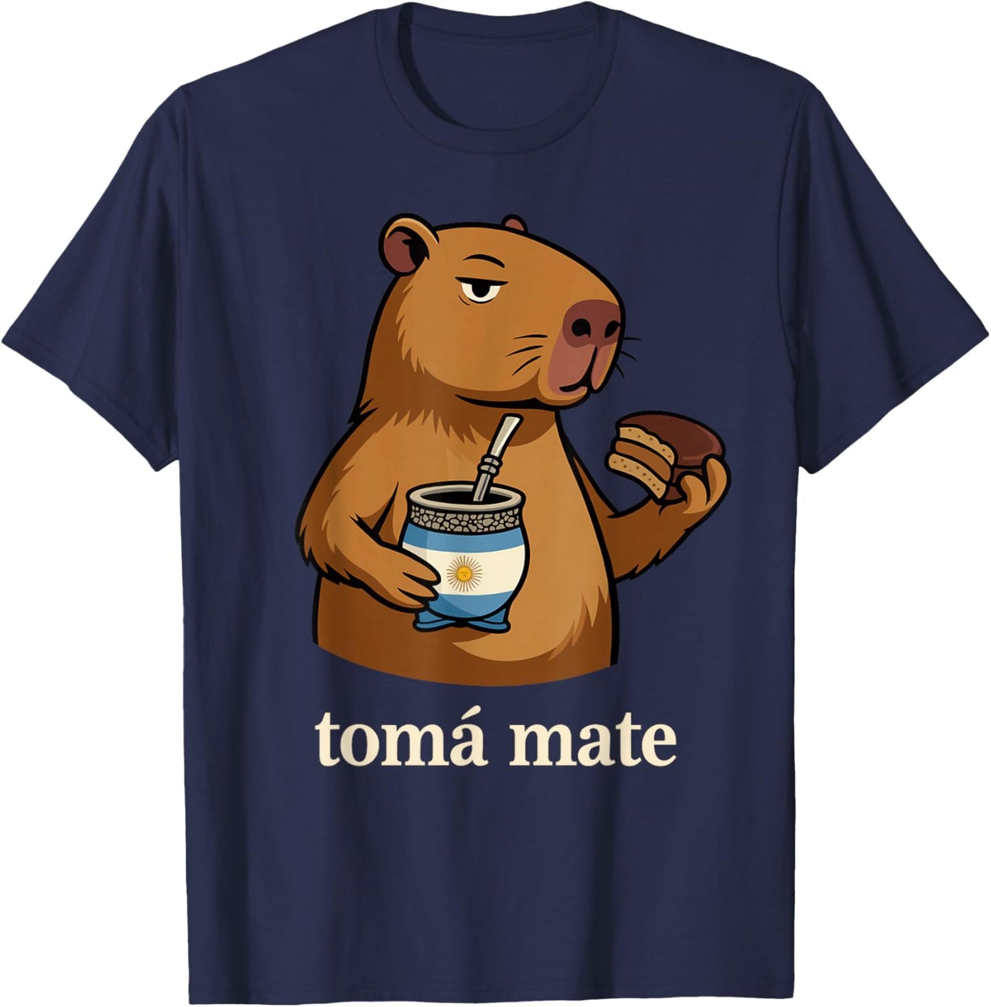 Argentinian Capybara Yerba Mate Argentina Argentine Alfajor T-Shirt - T-Shirt | Navy
