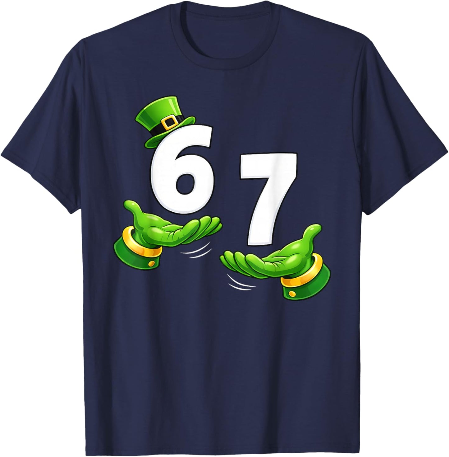 Six Seven 67 St Patricks Day 6 7 Shamrock Boys Kids 6-7 Meme T-Shirt - T-Shirt | Navy