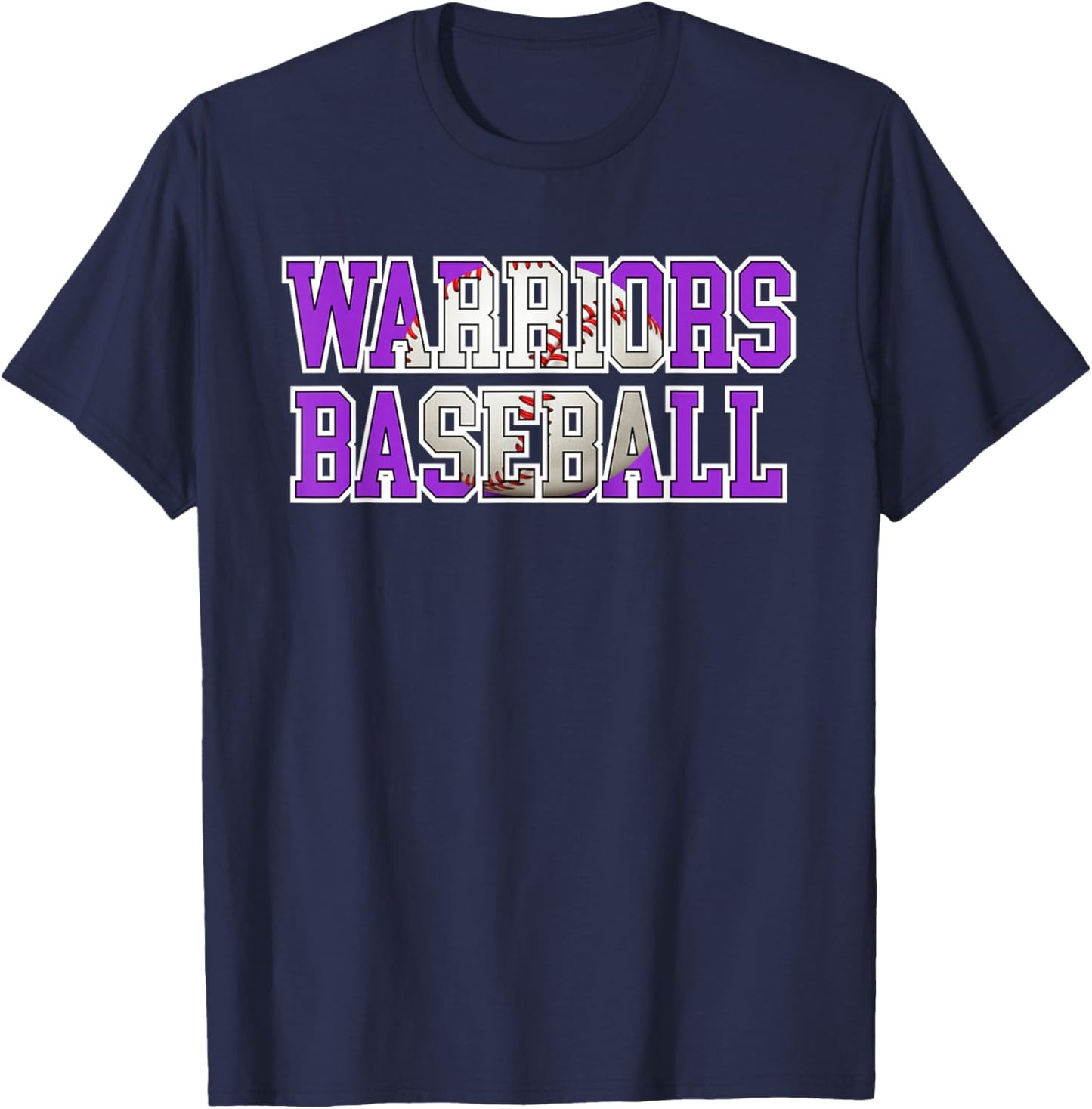 Warriors Baseball Mom Purple Warrior Pride Game Day Team T-Shirt - T-Shirt | Navy