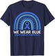 in March We Wear Blue Ribbon Rainbow Colon Cancer Awareness T-Shirt - T-Shirt | Navy