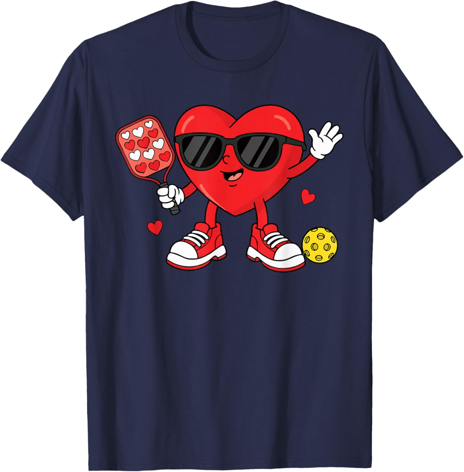 Valentines Day Pickleball Heart Player Women Girls T-Shirt - T-Shirt | Navy