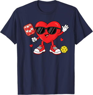 Valentines Day Pickleball Heart Player Women Girls T-Shirt - T-Shirt | Navy