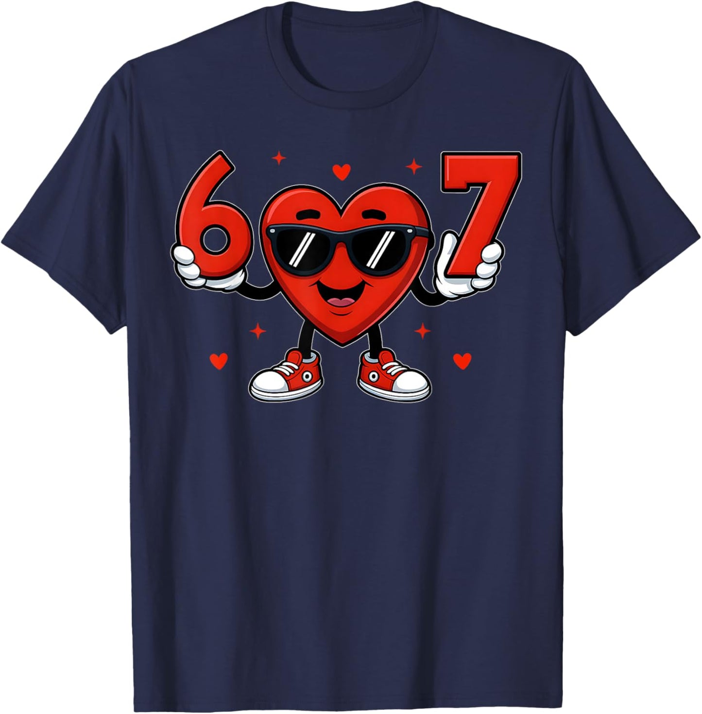Six Seven 67 Gen Alpha Slang Valentines Day Heart 67 Meme T-Shirt - T-Shirt | Navy