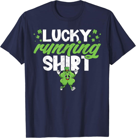 Lucky Running Shirt St Patrick’s Day Runner Gym Workout T-Shirt - T-Shirt | Navy