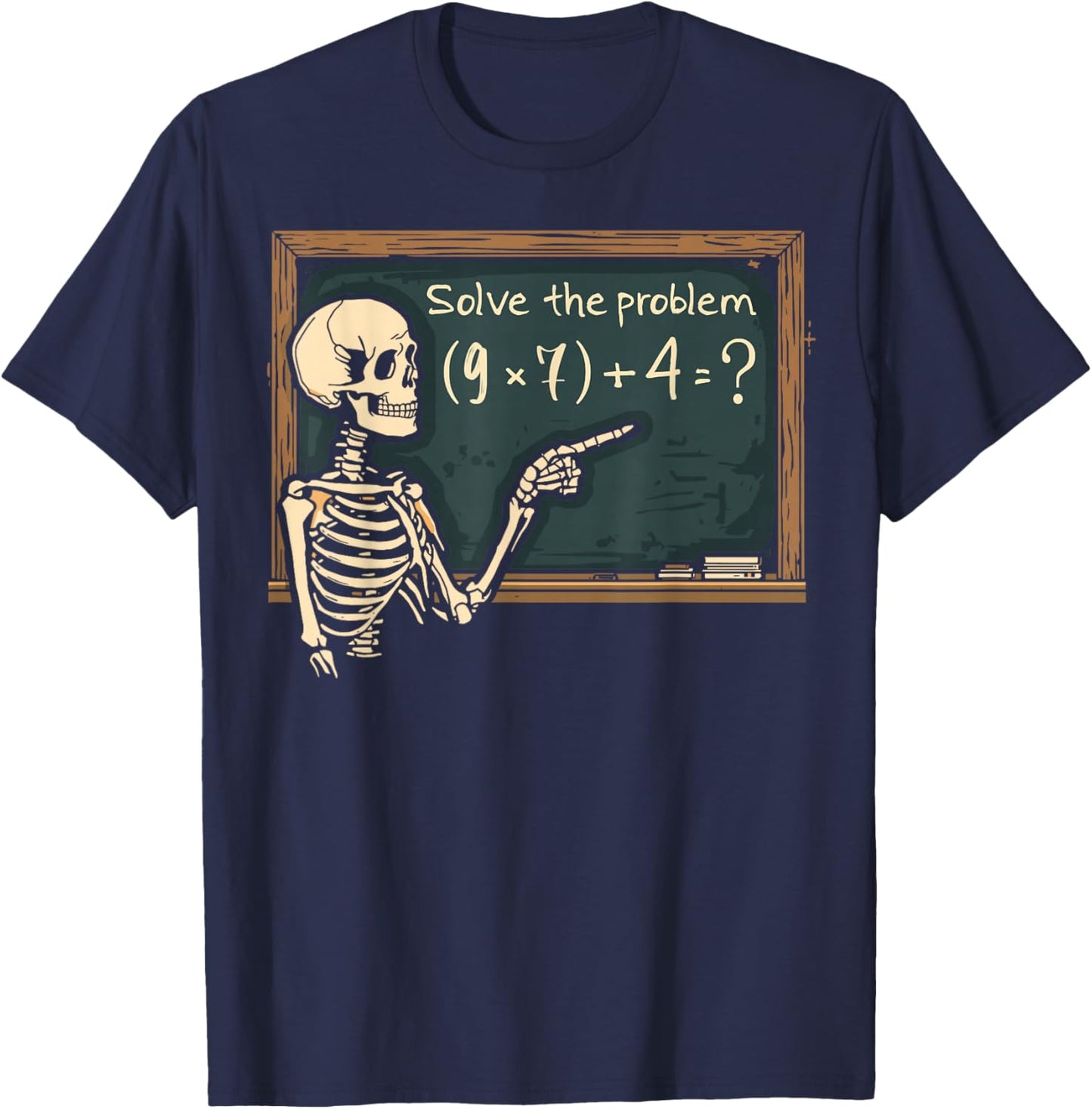 Funny 67 Meme Brainrot Joke Halloween Skeleton Math Teacher T-Shirt - T-Shirt | Navy