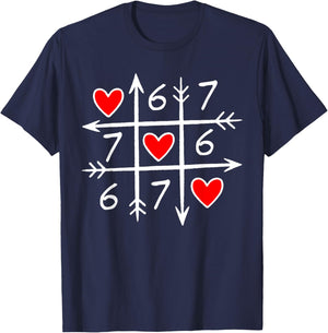 Funny 6 7 Meme Heart Gen Alpha Six Seven 67 Valentine’s Day T-Shirt - T-Shirt | Navy