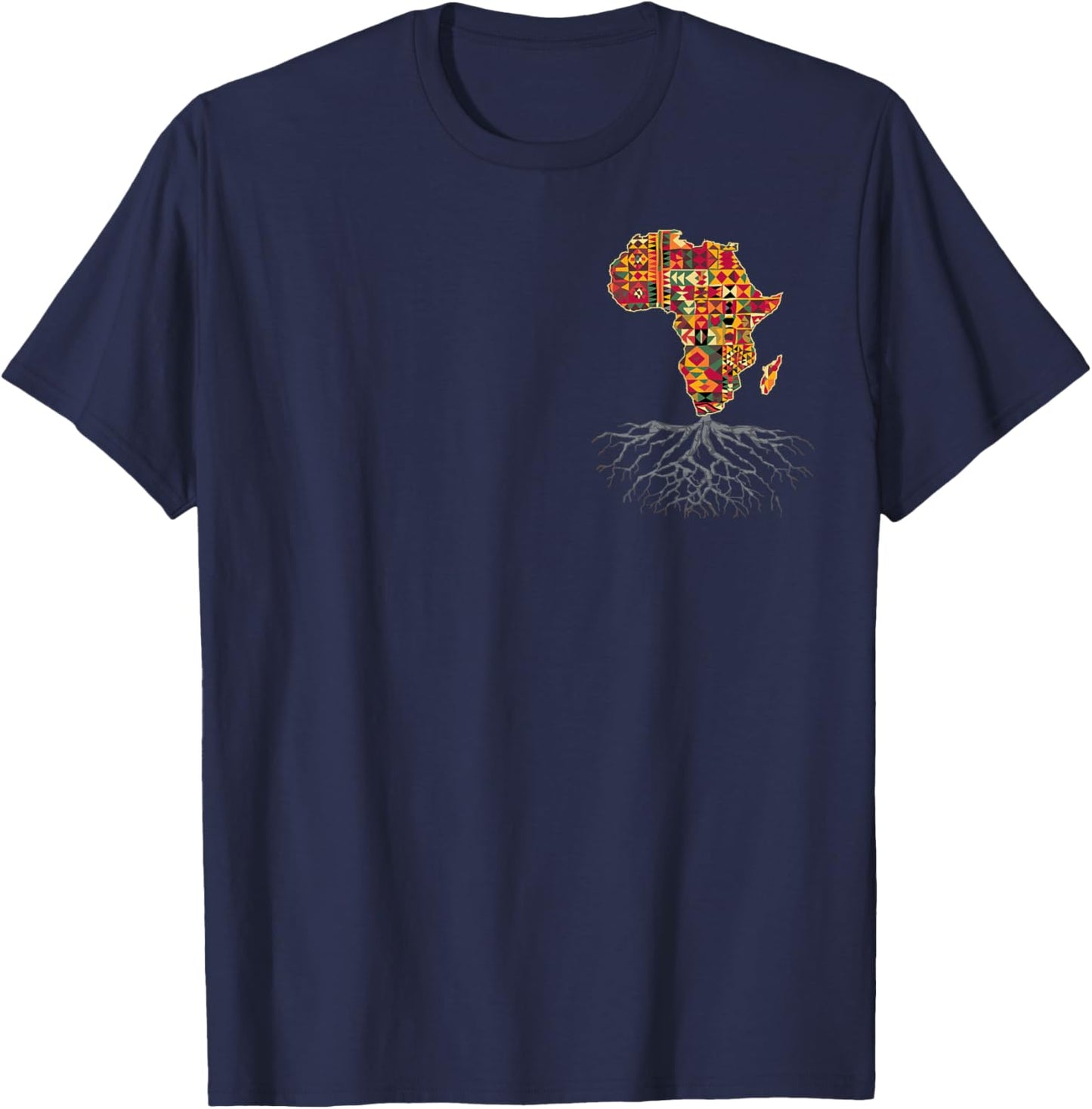 Africa Map Kente Cloth African Print Roots Traditional Arts T-Shirt - T-Shirt | Navy