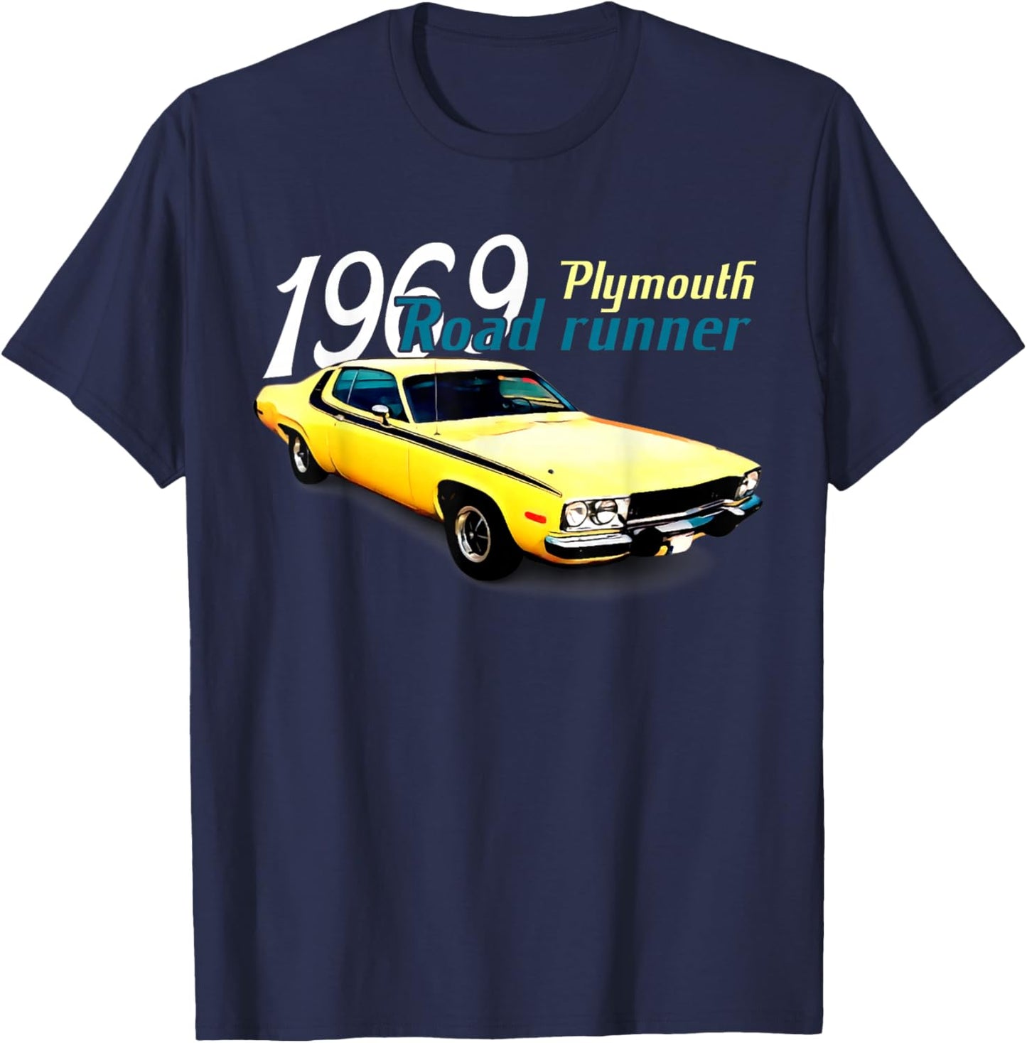 1969 69 Roadrunner Classic Vintage Old Car USA Flag T-Shirt - T-Shirt | Navy