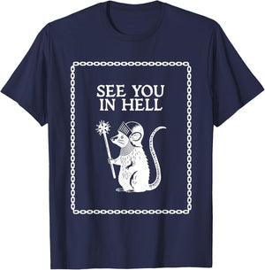 See You in Hell Knight Rat Flail Vintage T-Shirt - T-Shirt | Navy