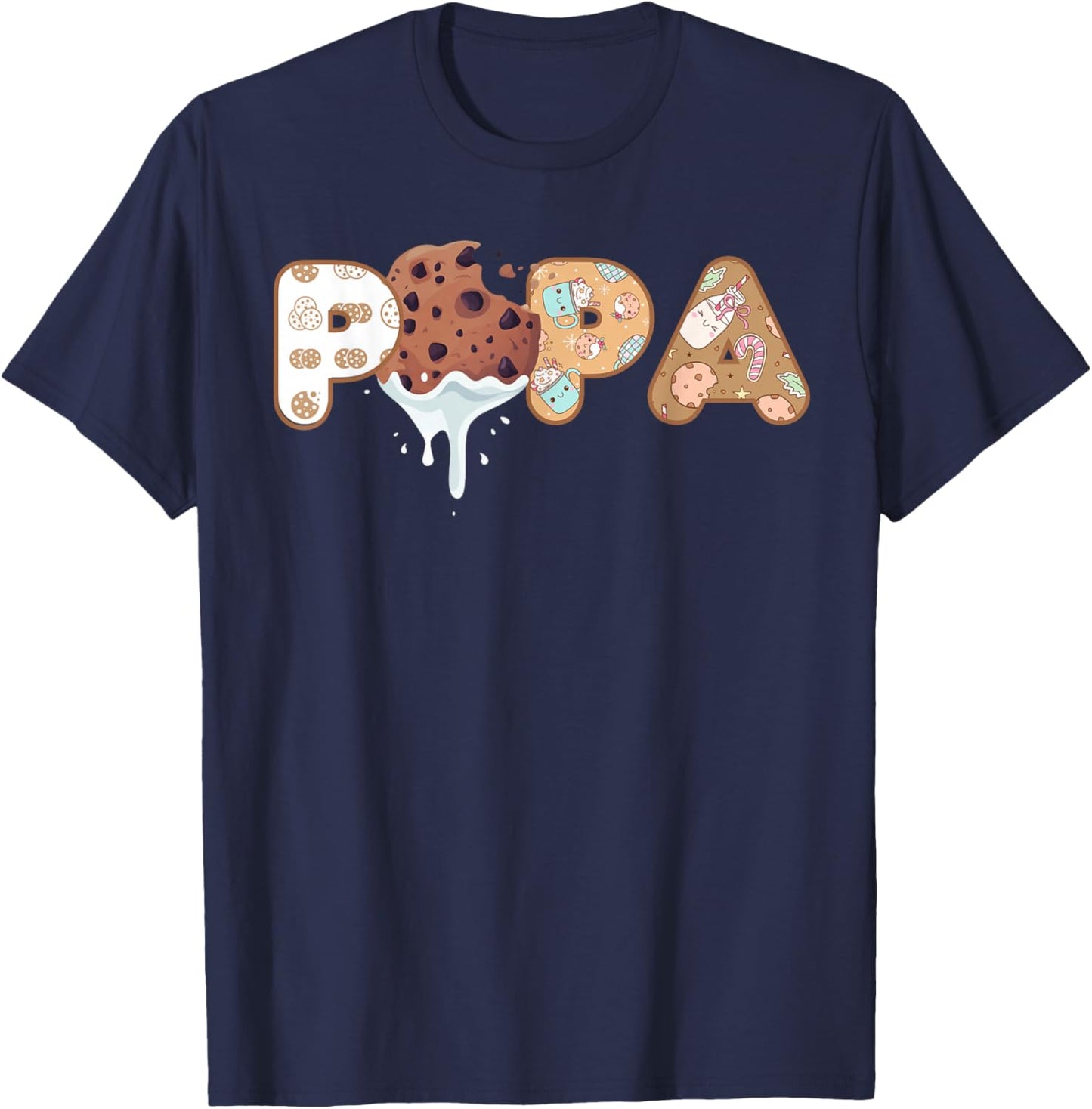 Cookies Papa 1st Birthday Milk Party Family Matching T-Shirt - T-Shirt | Navy