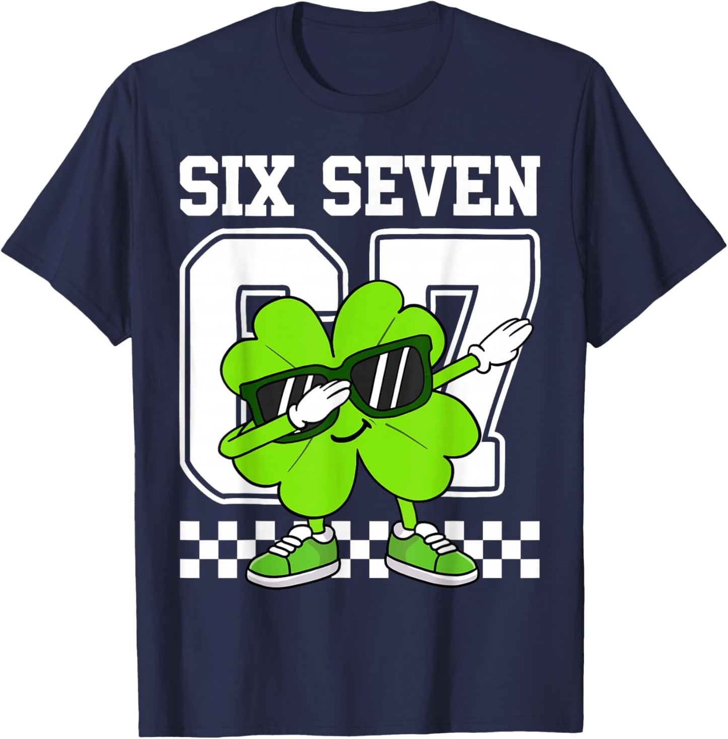Boys St Patricks Day Dabbing Shamrock Clover 67 Six Seven T-Shirt - T-Shirt | Navy