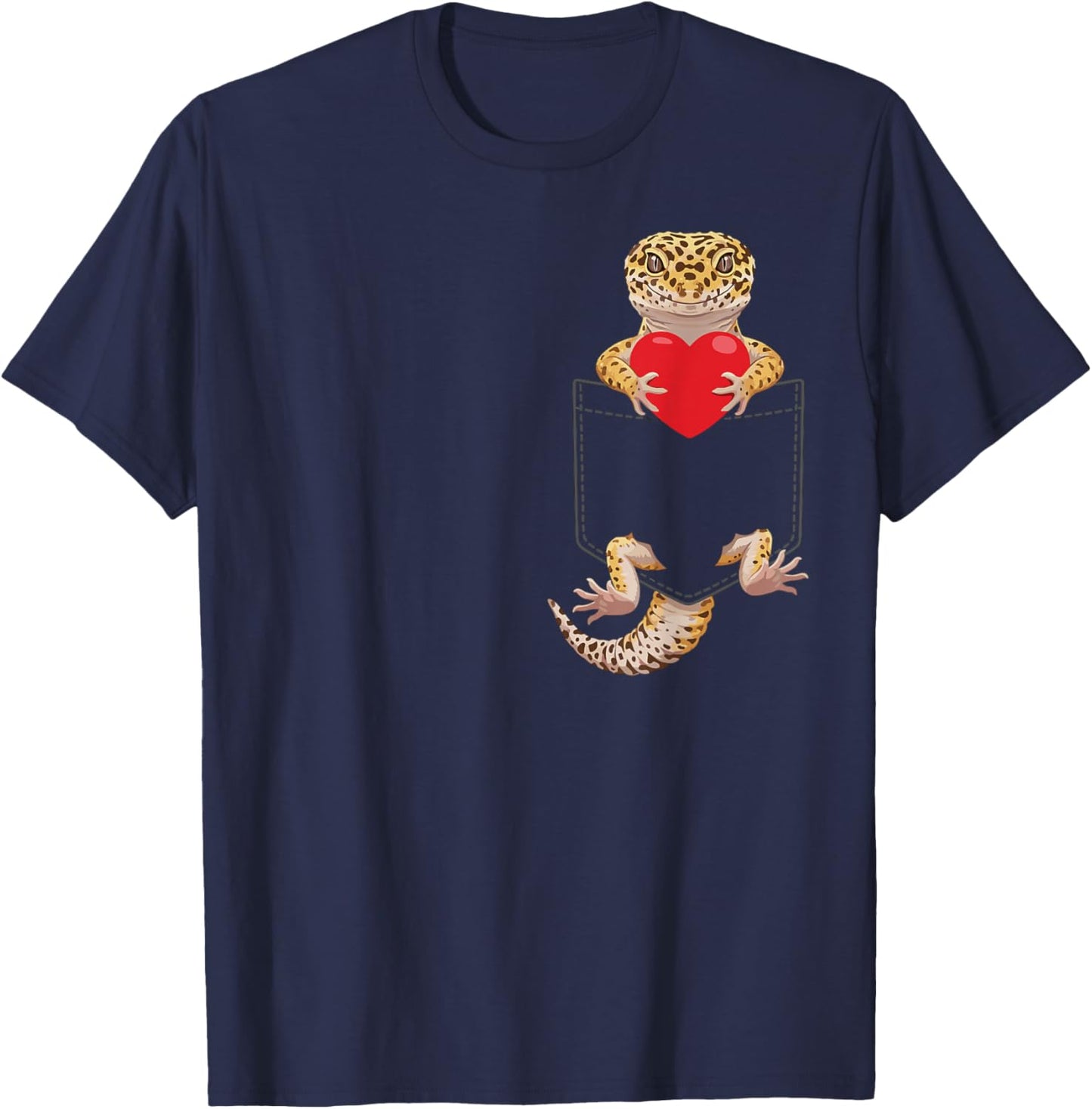 Leopard Gecko in Pocket Reptile Lover Design Valentines T-Shirt - T-Shirt | Navy
