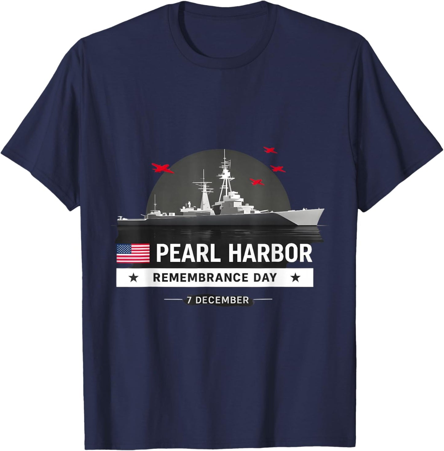 Pearl Harbor Remembrance Day Patriotic Vintage Flag Memorial T-Shirt - T-Shirt | Navy