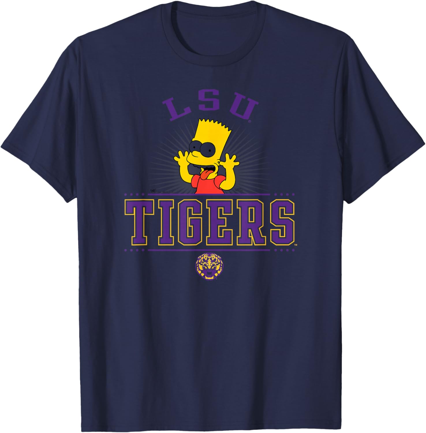 LSU Tigers Simpsons Bart White Officially Licensed T-Shirt - T-Shirt | Navy