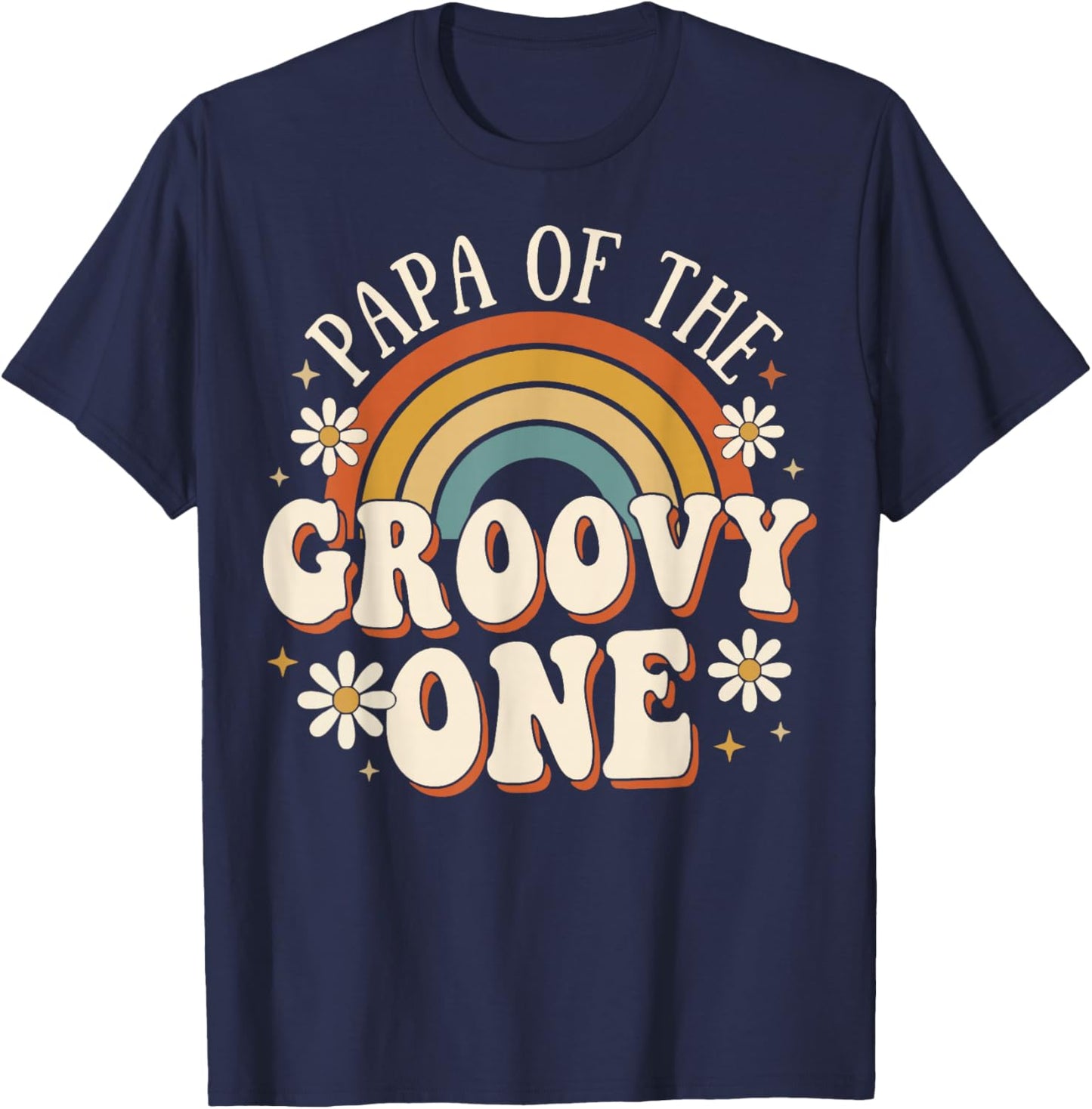 Papa of The Groovy One Father dad T-Shirt - T-Shirt | Navy