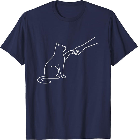 Funny Cats Lover Minimalist Cat Fist Bump Gentle Companion T-Shirt - T-Shirt | Navy