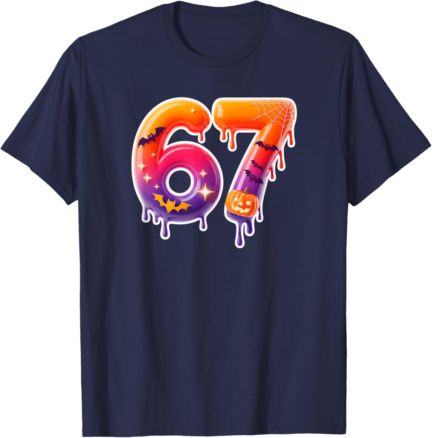 Six Seven 67 6 7 Meme Design Funny Ice Cream Drip Costume T-Shirt - T-Shirt | Navy