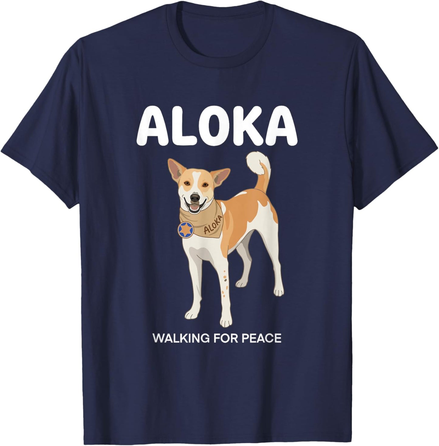 Aloka The Peace Dog Walking for Peace 2026 Buddhist Monk T-Shirt - T-Shirt | Navy