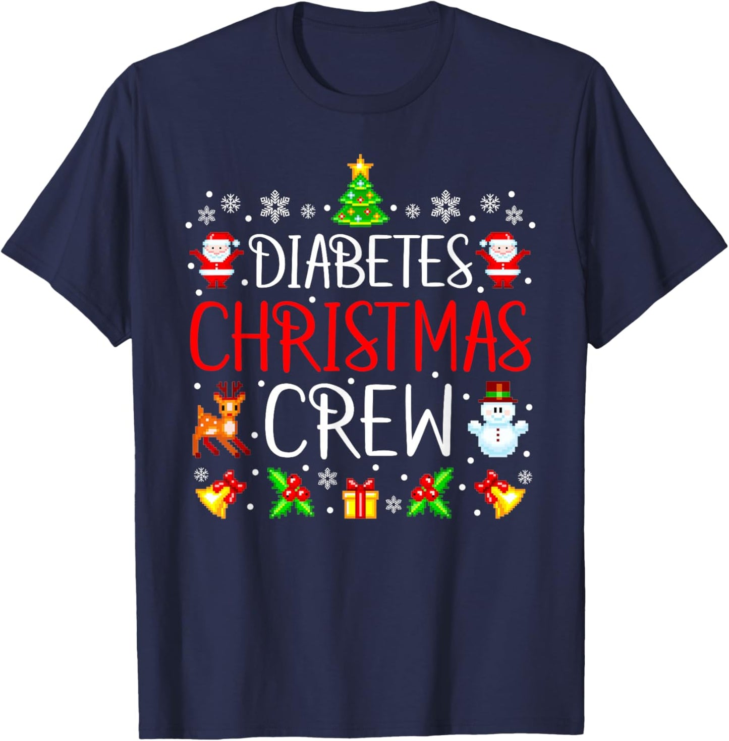 Diabetes Christmas Crew Matching Xmas Diabetes Nurse T-Shirt - T-Shirt | Navy