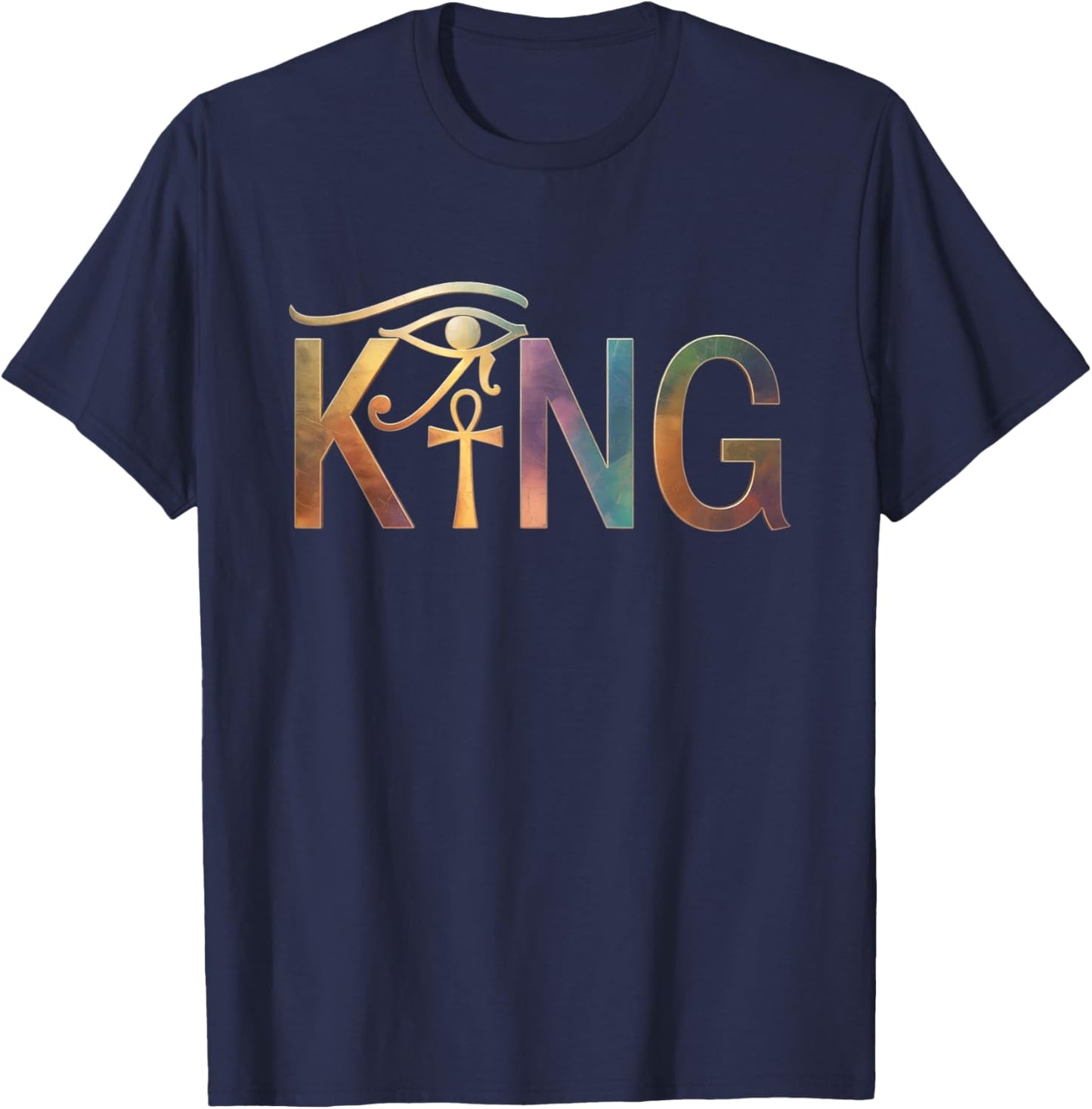 Black King Kemetic Ankh African Pride T-Shirt - T-Shirt | Navy