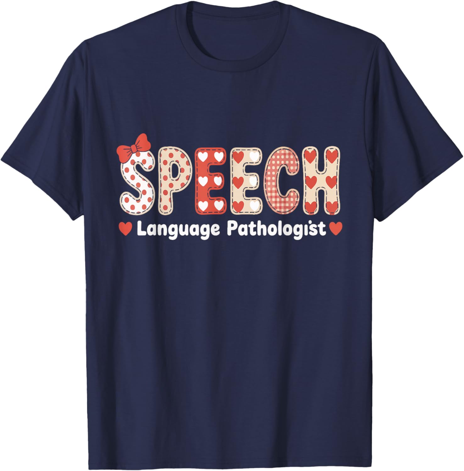 Speech Language Pathologist Valentines Day SLP Therapy T-Shirt - T-Shirt | Navy