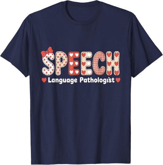 Speech Language Pathologist Valentines Day SLP Therapy T-Shirt - T-Shirt | Navy