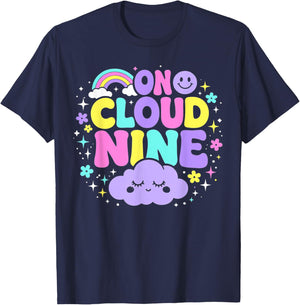 Groovy On Cloud Nine Bday 9th Birthday Girl 9 Year Old T-Shirt - T-Shirt | Navy