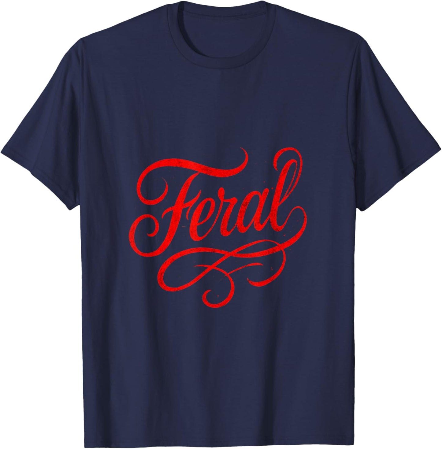 Feral - Vintage Gothic Minimalist Style T-Shirt - T-Shirt | Navy