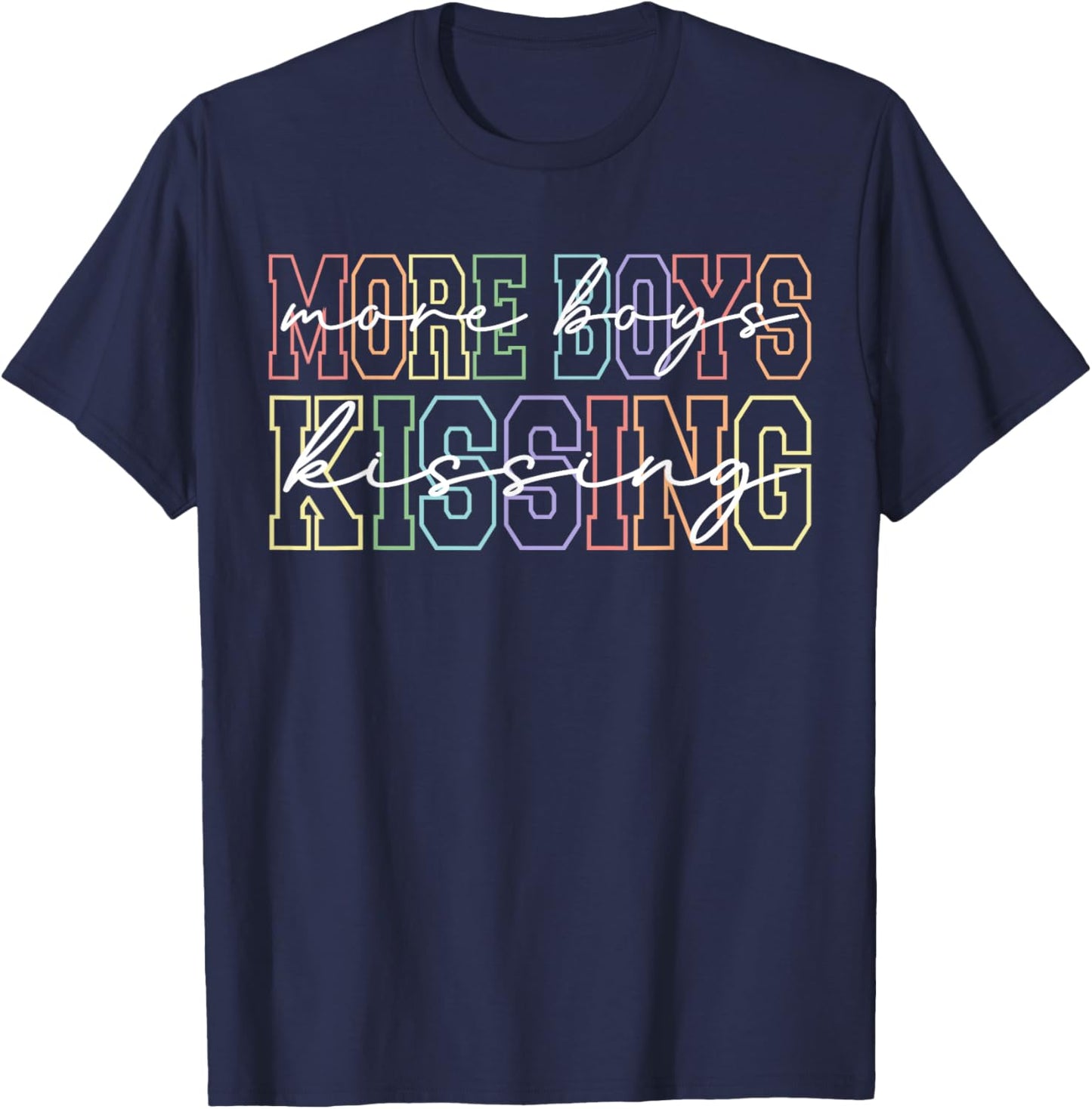 More Boys Kissing Gay Hockey Pride Love Statement T-Shirt - T-Shirt | Navy